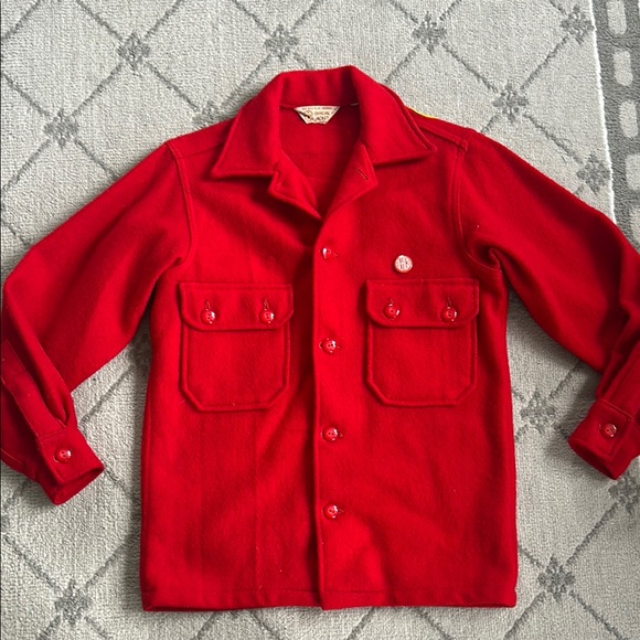 Vintage 1950’s Official Boy Scouts of America Red Wool Jacket with Patches